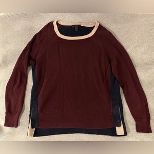 J. Crew Small Burgundy/Navy/Tan Sweater
